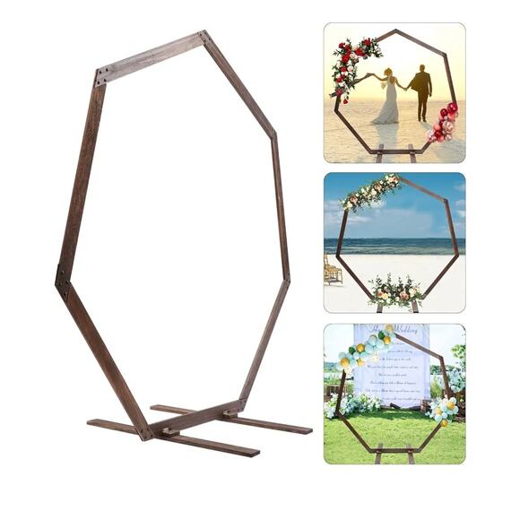 Wooden 7.2FT, Heptagonal Wedding Arches for Ceremony, Wedding Arch Arbor - Picture 7 of 7